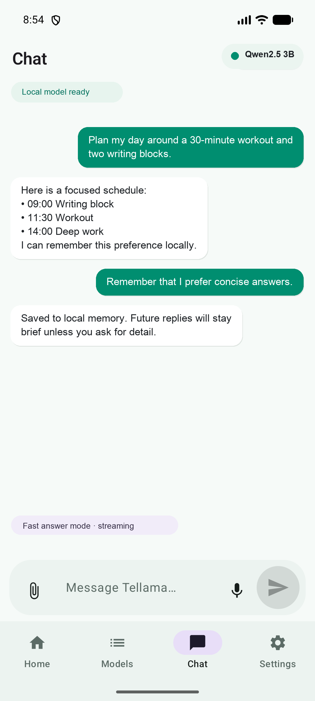 Tellama 로컬 채팅